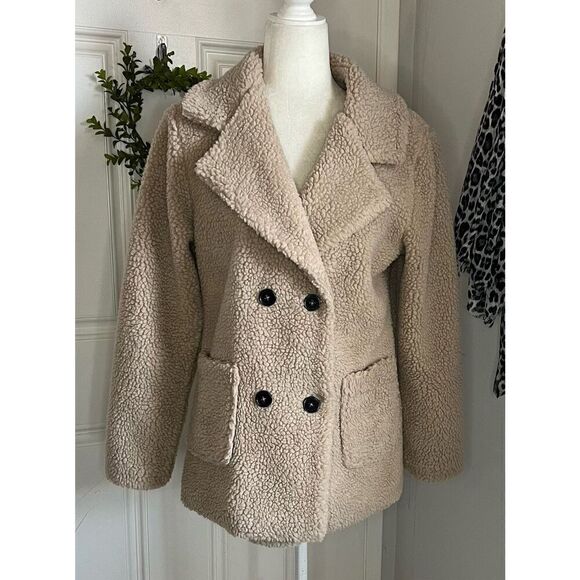 Monnari Women’s Sherpa Double Breasted Coat (Sz Med) - Picture 1 of 7